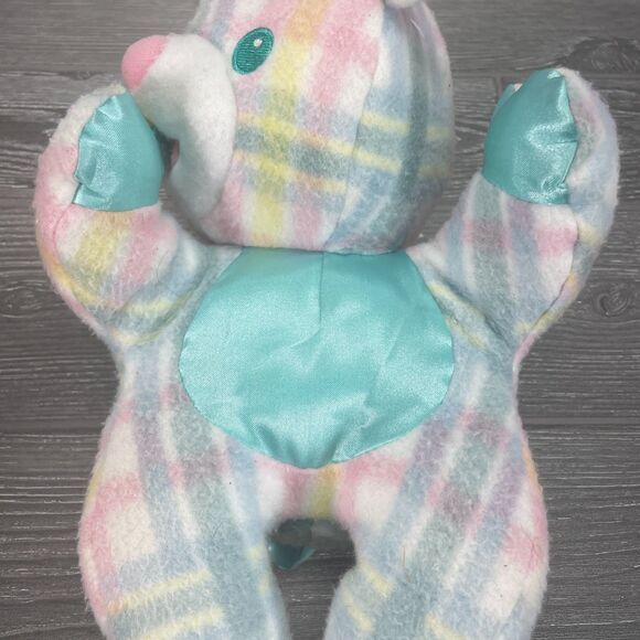 Vintage 1996 Hasbro Playskool Snuzzles Bear Plaid Pastel Vibrating Baby Plush - Picture 7 of 12